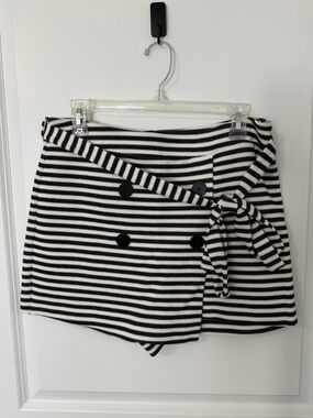 Express Navy and White Striped High-Rise Skort
